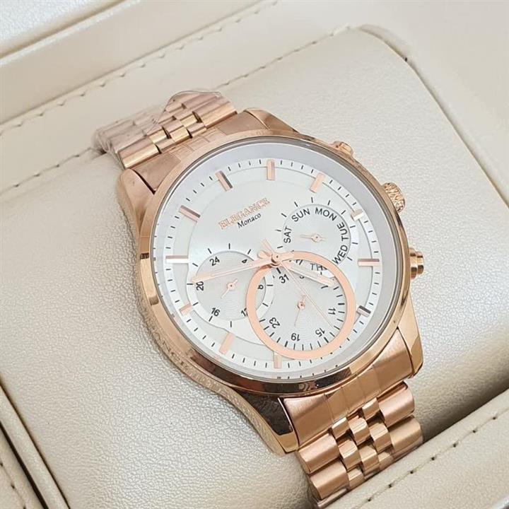 ساعت مچی مردانه الگانس رنگ‌بندی رزگلد صفحه سفید Elegance